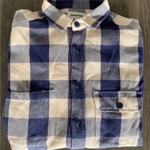 Taylor Stitch Moto Shirt Mens Size 40 in Blue White Plaid
